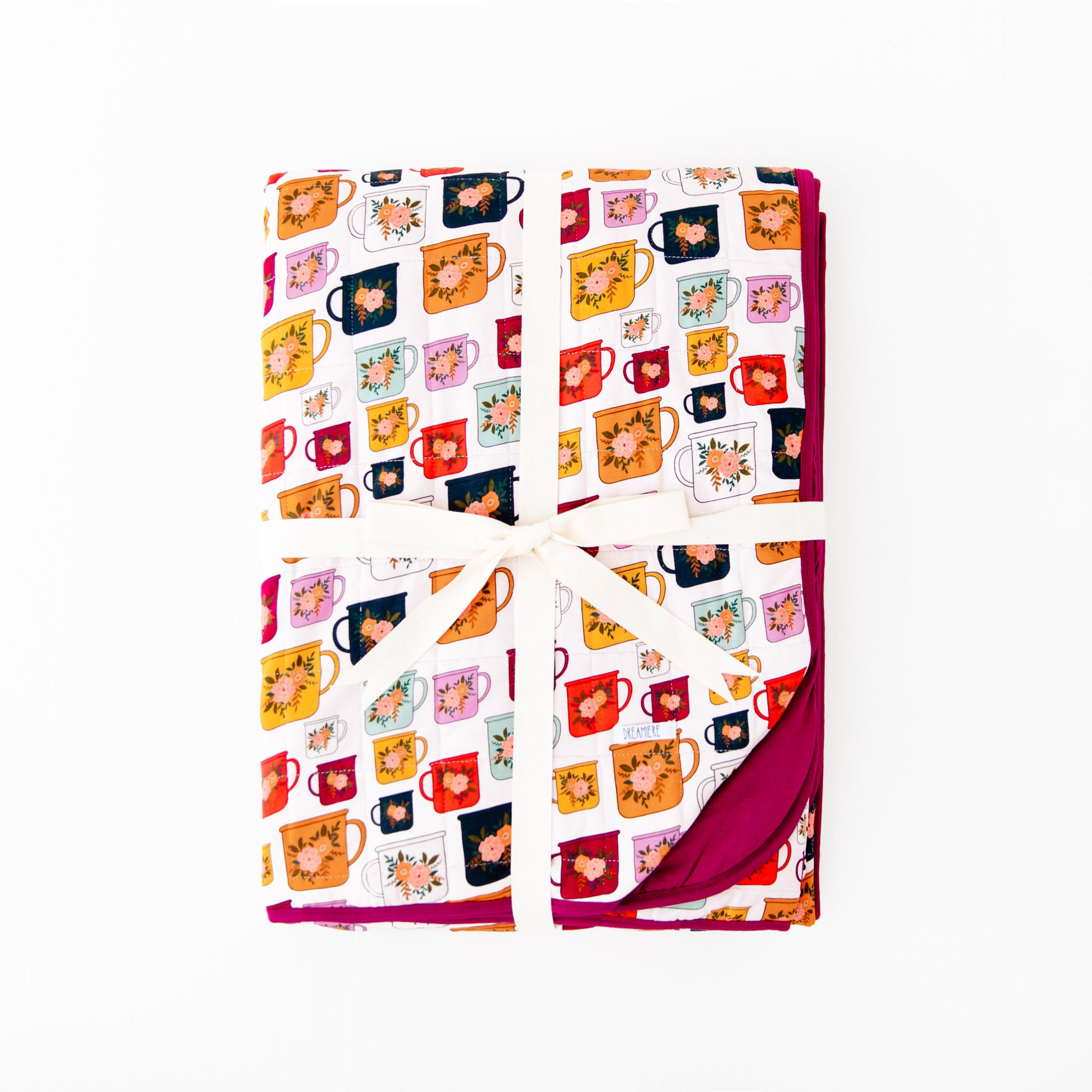 Coffee and Flowers Quilted Bamboo Blanket Dreamiere