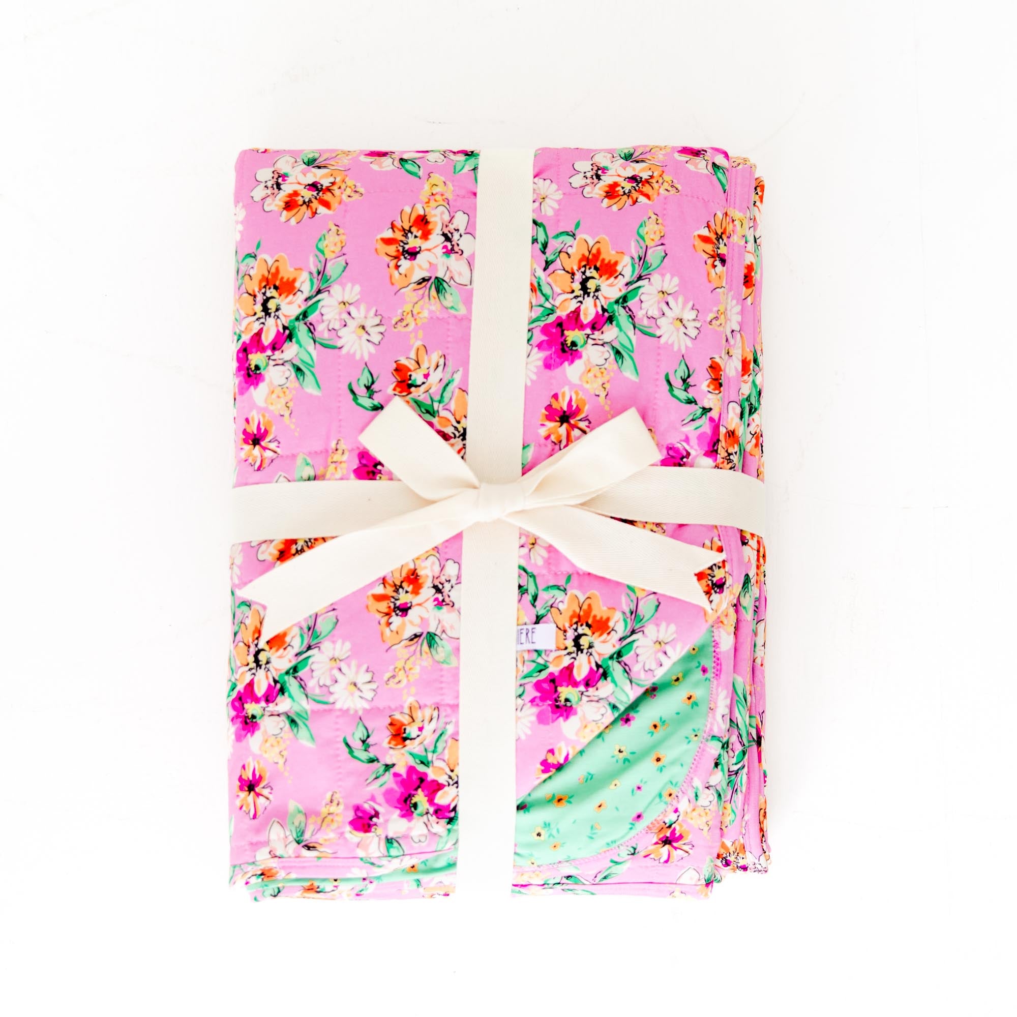Flower Child Quilted Bamboo Children's Blanket Pink Dreamiere