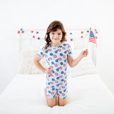 Oh Say Can You See Short Sleeve and Shorts Two Piece Pajamas Set