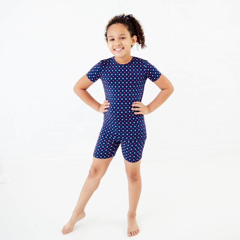 Americana Short Sleeve and Shorts Two Piece Pajamas Set