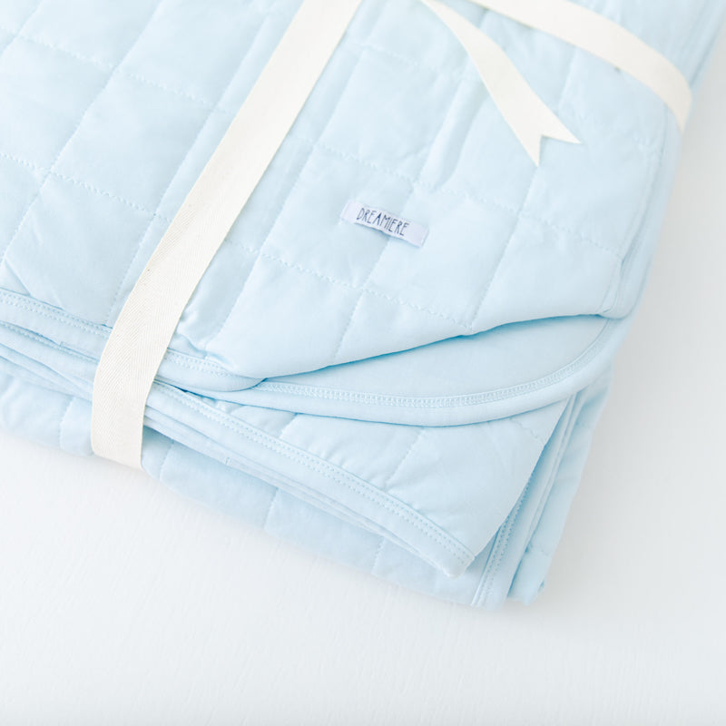 Baby Blue Quilted Adult Bamboo Blanket - Two Layer