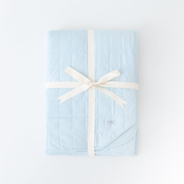 Baby Blue Quilted Adult Bamboo Blanket - Two Layer