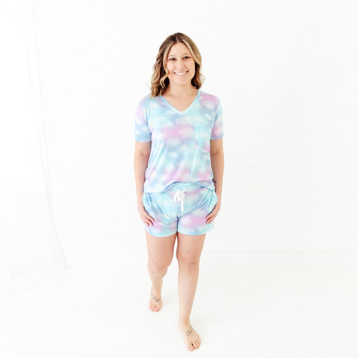 Women's pajamas with cotton candy skies print from Dreamiere