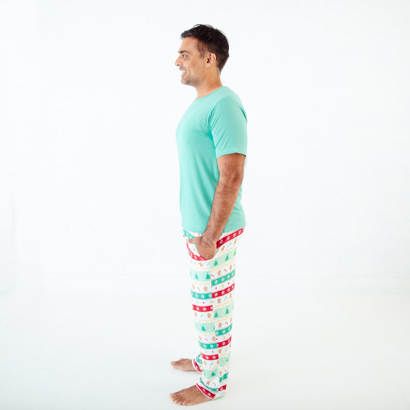 Dad wearing Faire Isle Pajamas for Christmas.