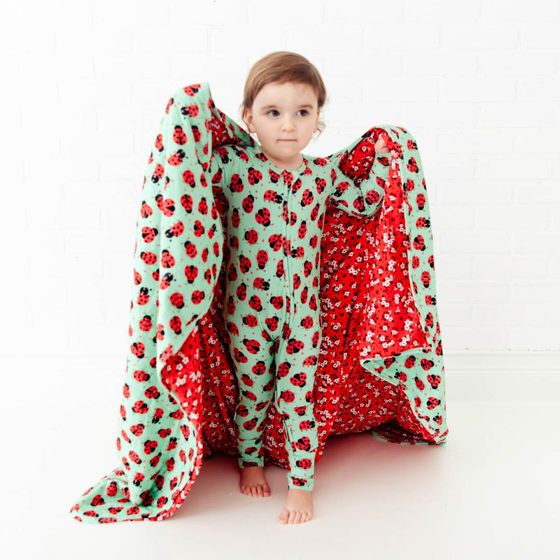 Bugs and Kisses Quilted Children's Bamboo Blanket