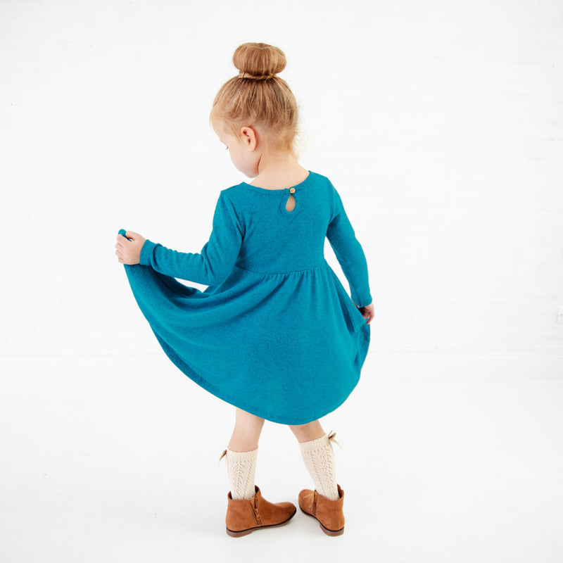 Lush Signature Blend Maxi Teal Long Sleeve Twirler Dress