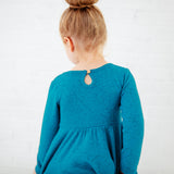 Lush Signature Blend Maxi Teal Long Sleeve Twirler Dress