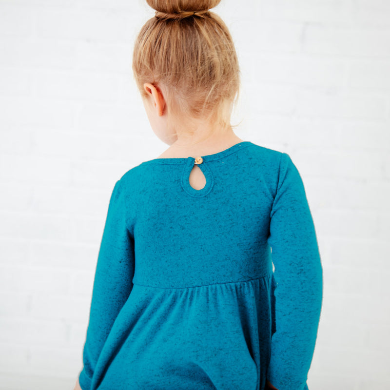 Lush Signature Blend Maxi Teal Long Sleeve Twirler Dress