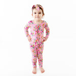 Flower Child Ruffle Convertible Footie - Pink