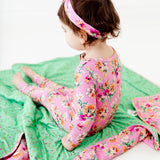 Flower Child Quilted Children's Bamboo Blanket - Pink