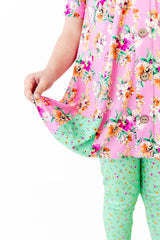 Flower Child Pocket Tunic and Pants Set - Pink