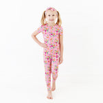Flower Child Short Sleeve Two Piece Pajamas Set - Pink