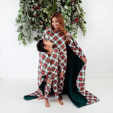 Prancer's Plaid Quilted Adult Bamboo Blanket - Three Layer