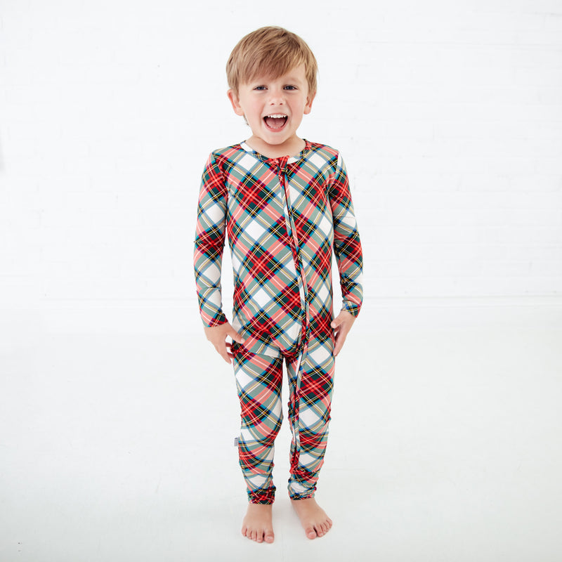 Prancer's Plaid Convertible Footie