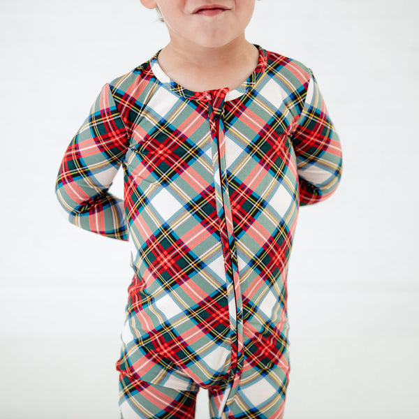 Prancer's Plaid Convertible Footie