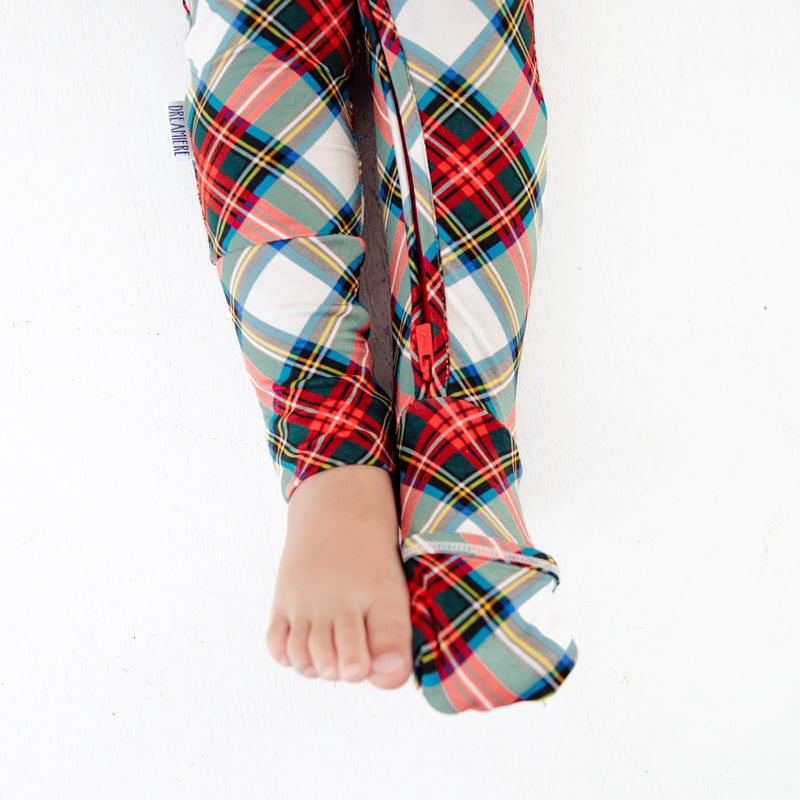 Prancer's Plaid Convertible Footie