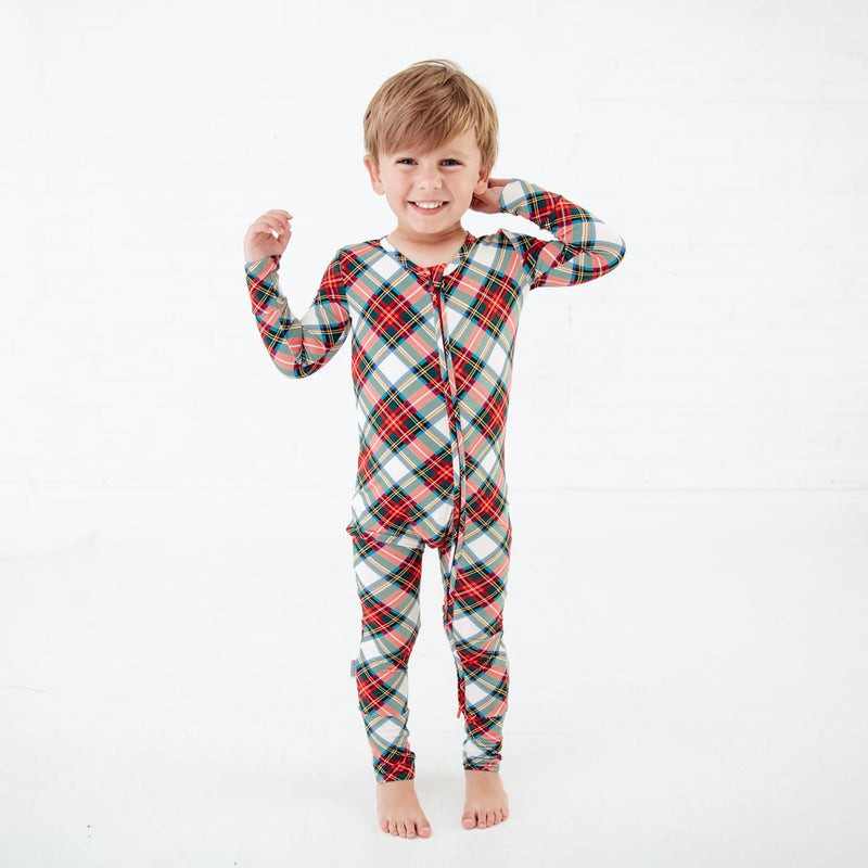 Prancer's Plaid Convertible Footie