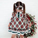 Prancer's Plaid Graceful Ruffle Dress