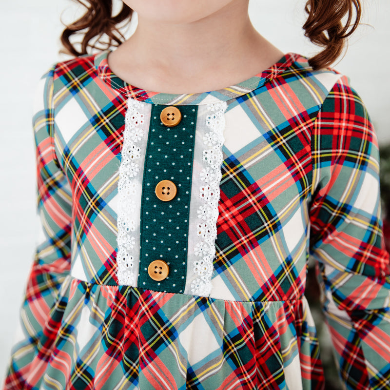 Prancer's Plaid Graceful Ruffle Dress