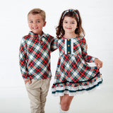 Prancer's Plaid Graceful Ruffle Dress