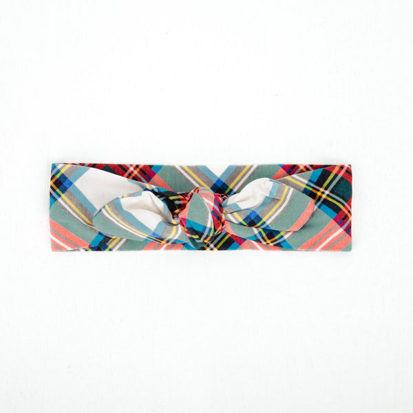 Prancer's Plaid Topknot Headband