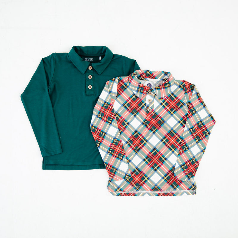 Long Sleeve Polo Shirt Set: Holiday Duo