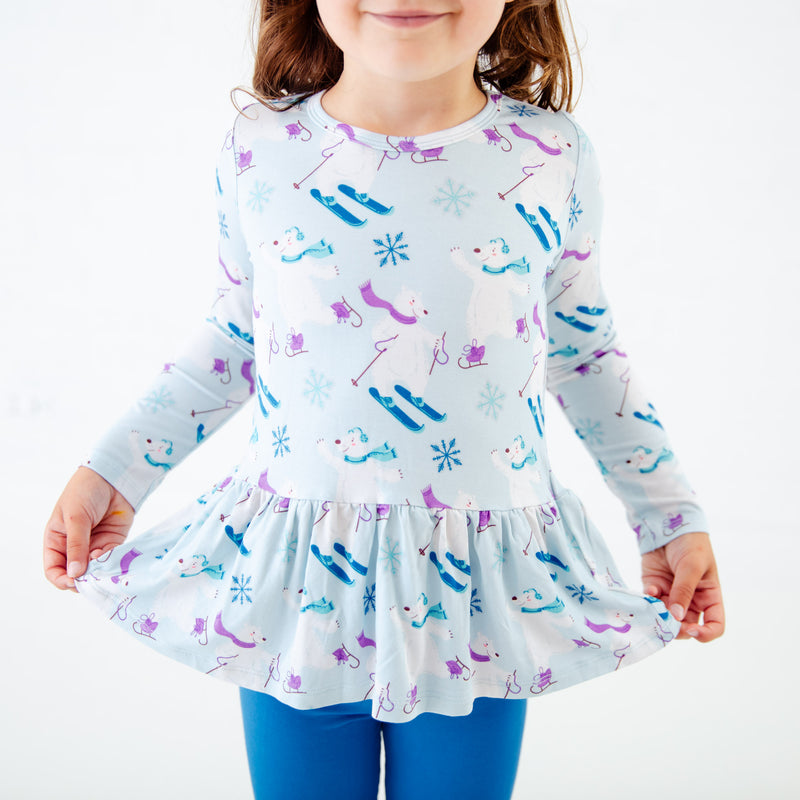 Bearly Skating By Long Sleeve Twirler Top And Pants Set