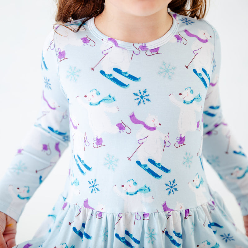 Bearly Skating By Long Sleeve Twirler Top And Pants Set