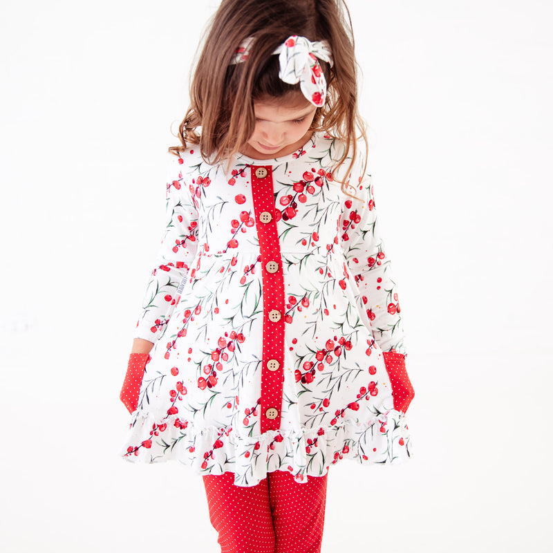 Very Merry Berry Ruffle Tunic and Rouched Pants Set