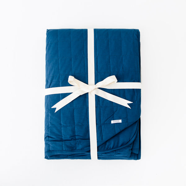 Anchor Blue Quilted Adult Bamboo Blanket - Three Layer