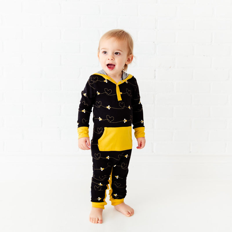 Bumble and Kind Hooded Romper - Black