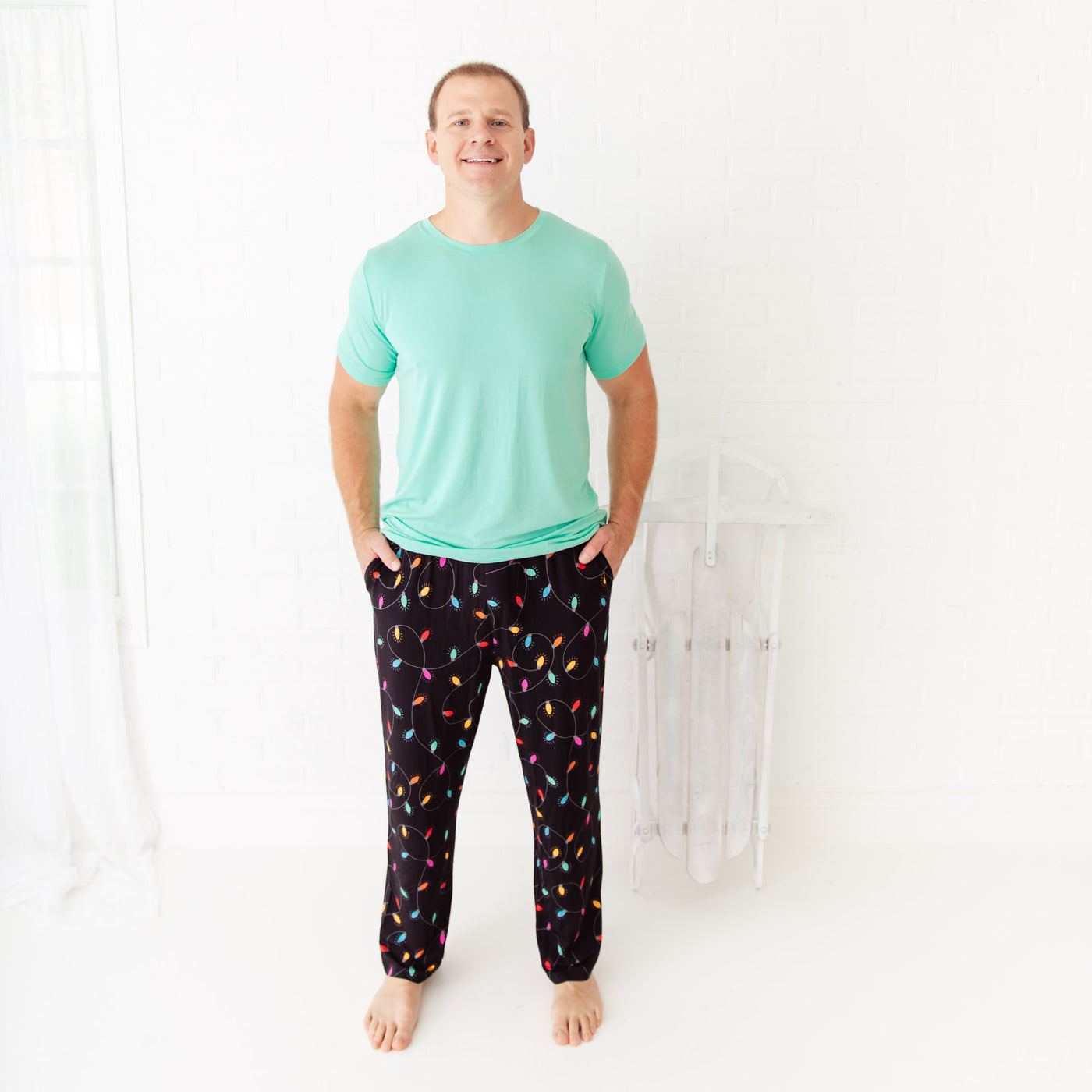 Men's loungewear with black lights print by Dreamiere