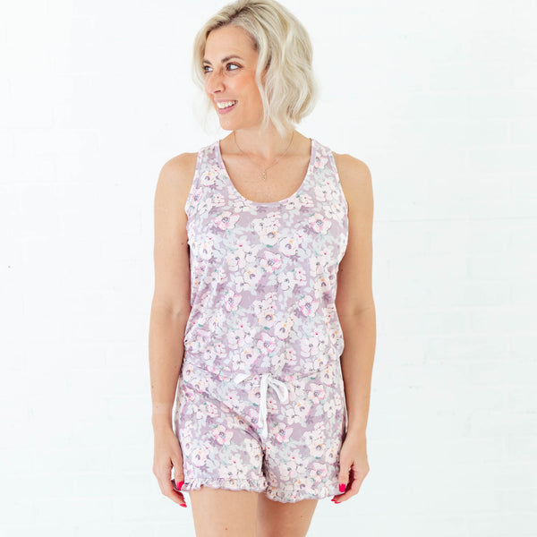 Bloom Baby Bloom Women's Tank and Ruffled Shorts Pajama Set