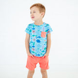 Under The Sea Pocket Tee And Shorts Set - Tidal Blue