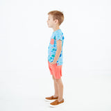 Under The Sea Pocket Tee And Shorts Set - Tidal Blue