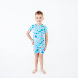 Under The Sea Short Sleeve and Shorts Two Piece Pajama Set - Tidal Blue