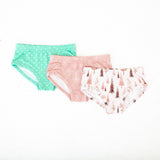 3 Pack Girl's Brief Underwear -Pink and Pine Trio - DROPPING SEPTEMBER 9TH
