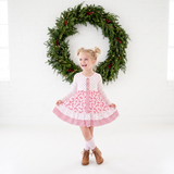 Candy Cane Lane Long Sleeve Whimsy Dress - Pink