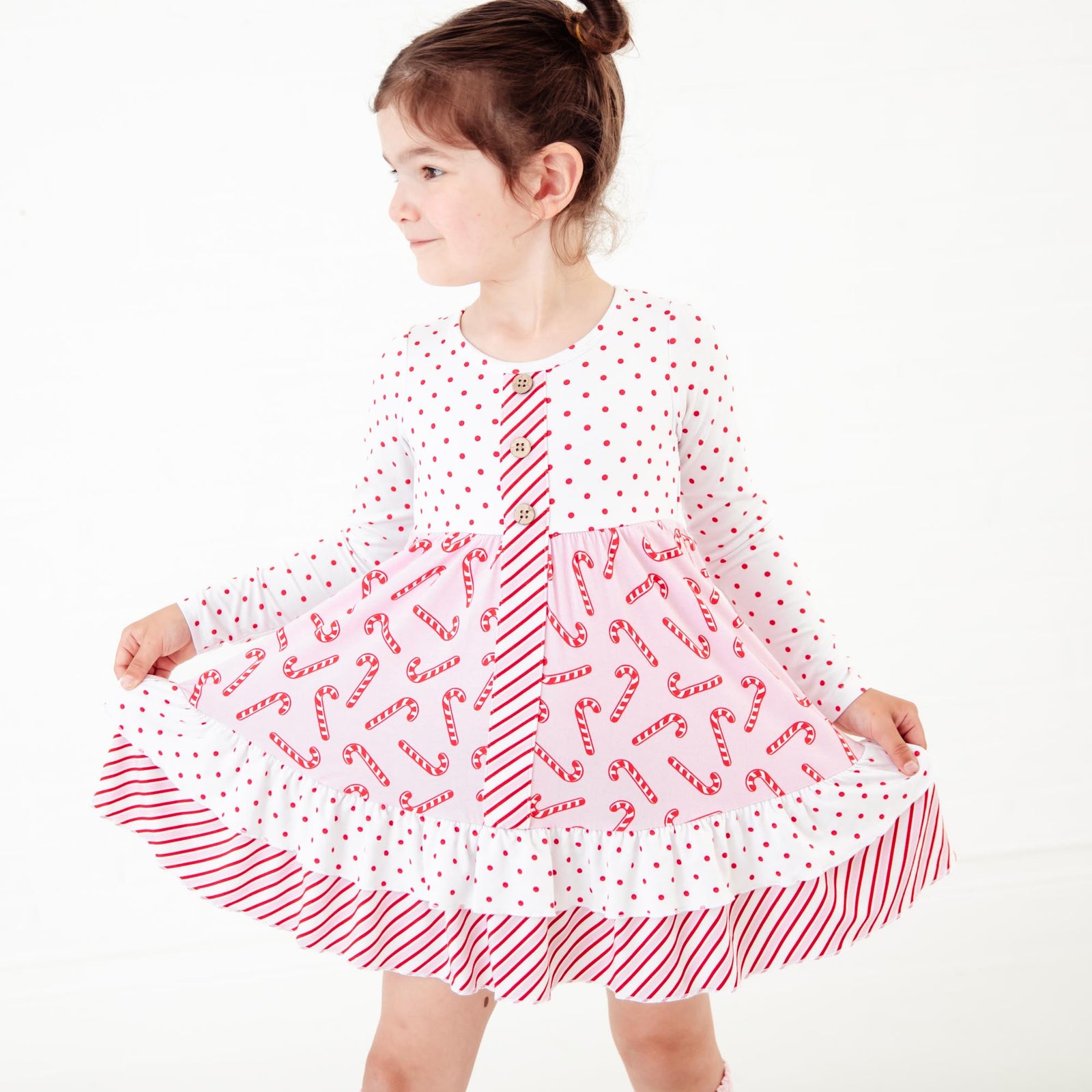 Candy Cane Lane Long Sleeve Whimsy Dress