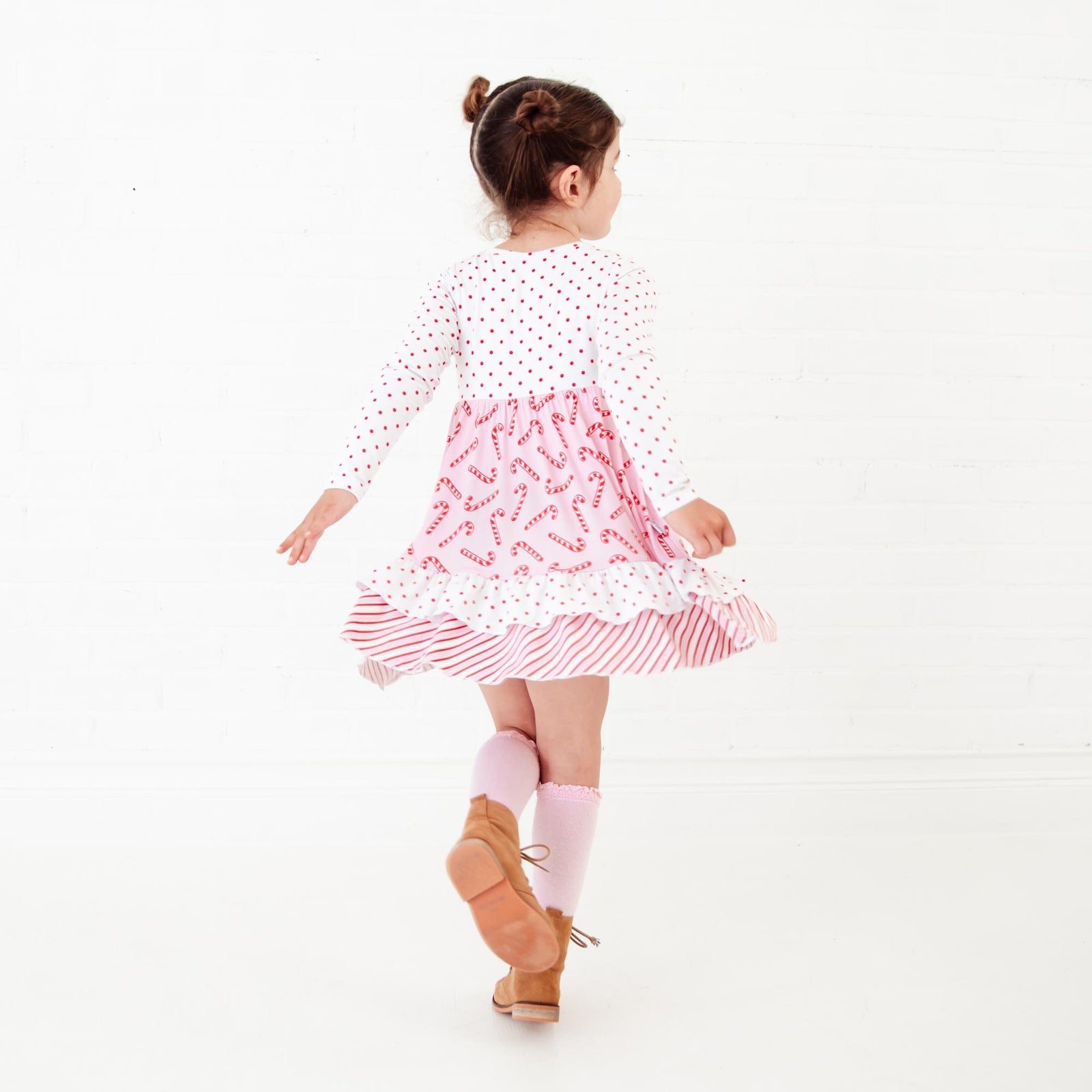 Dreamiere Whimsy Long Sleeve Tiered Dress for female, Pink, 7/8