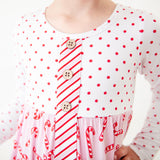 Candy Cane Lane Long Sleeve Whimsy Dress - Pink