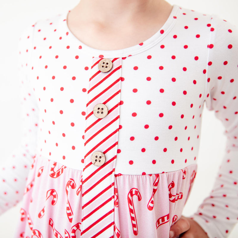 Candy Cane Lane Long Sleeve Whimsy Dress - Pink | Dreamiere Candy Cane Lane Long Sleeve Whimsy Dress - Pink | Dreamiere