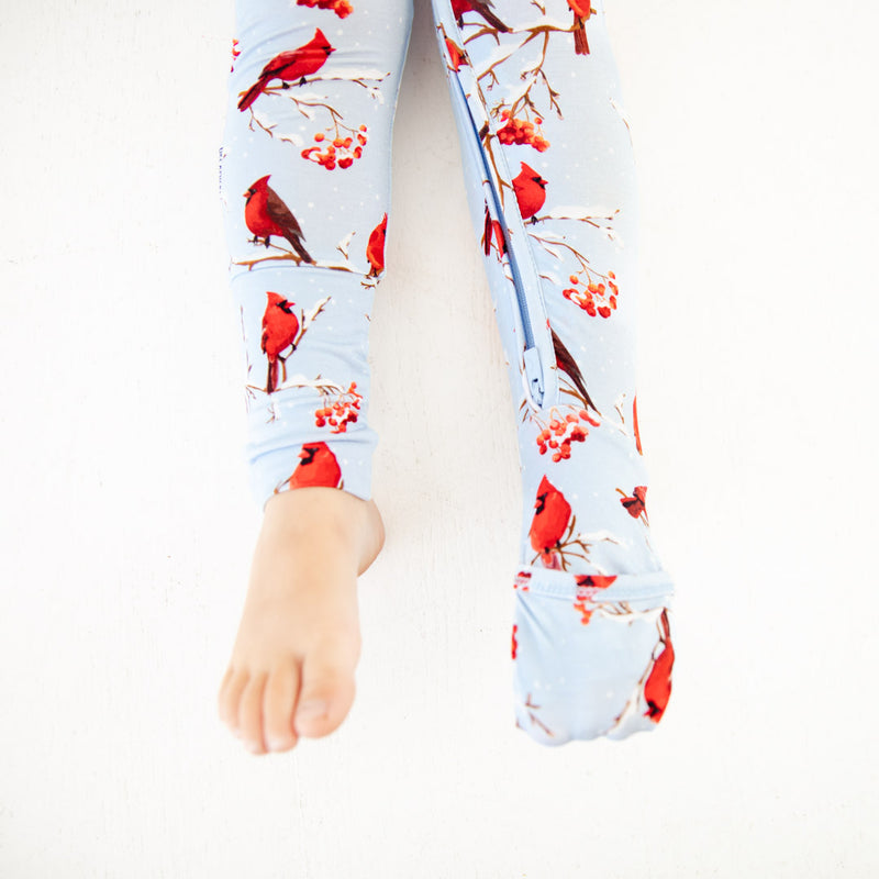 Footed options on a zipper pajama.