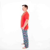 Man wearing Navy Christmas printed pajama pants.