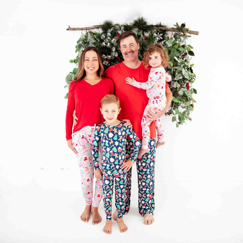 Family wearing coordinating Bamboo Christmas Pajamas.