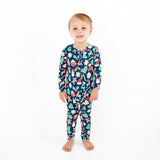 Toddler boy in Bamboo Christmas Pajamas.