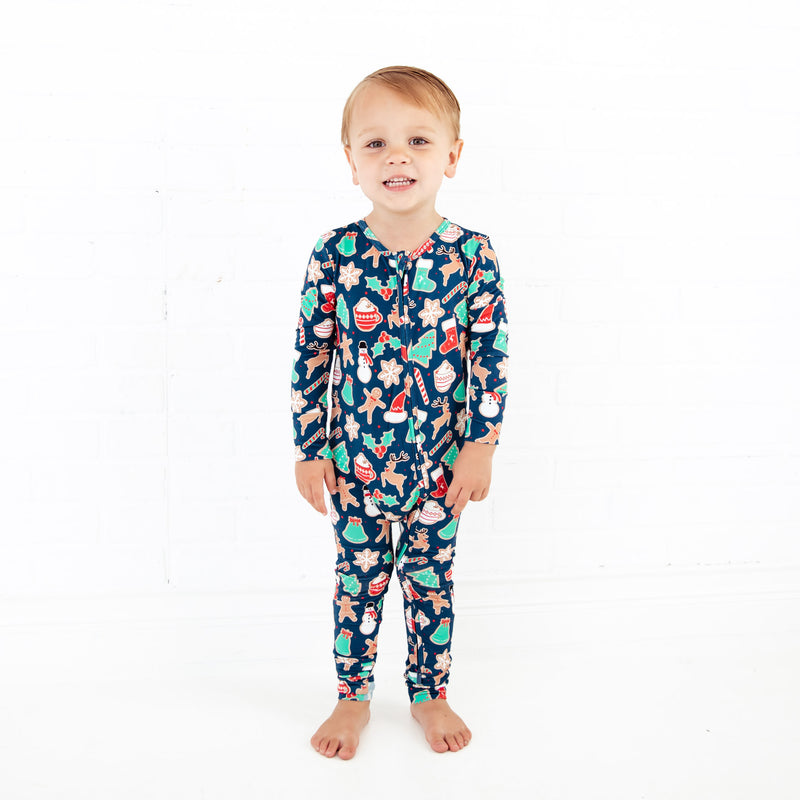 Toddler boy in Bamboo Christmas Pajamas.