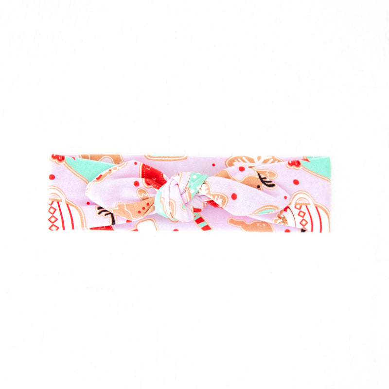 Pink Christmas themed bamboo headband.
