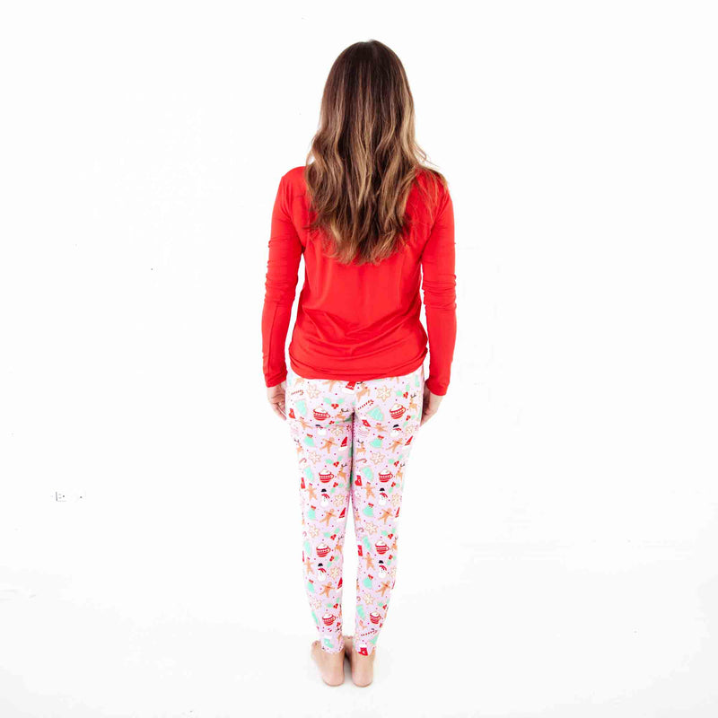 Mom wearing Christmas themed bamboo Pajamas.