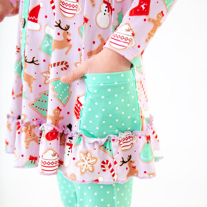 Close-up of pocket on a ruffle shirt.